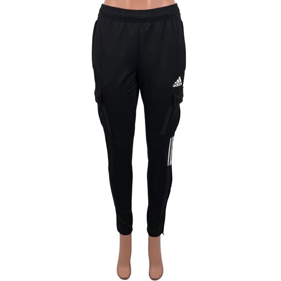 adidas Pants - Adidas Black Striped Zip Ankle Cargo Pocket Jogger Pants S| Athleisure Sporty